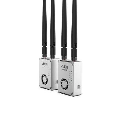 VM31 Video&amp;Data&amp;RC link ha due frequenze opzionali ((800MHz、1.4 GHz) con una gamma di trasmissione di 15 km (aria-terra).